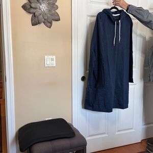 Ulla Popken Navy blue hoodie sweatshirt dress 32/34. 40” long.  So cute warm